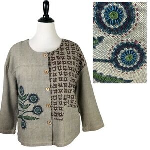 MARKETPLACE Handwork of India Festival Artsy JACKET M Embroidered Lagenlook